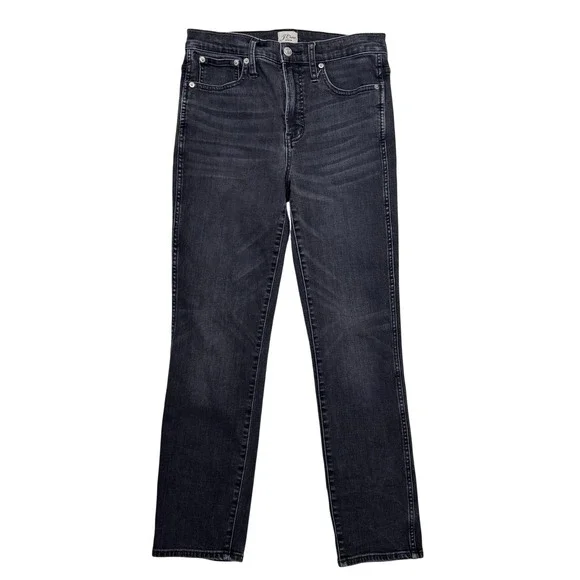 J. Crew 9" Mid Rise Vintage Straight Jeans Dark Gray Rinse Wash Size 28 - Picture 2 of 7